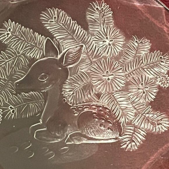 VTG Baby Deer Fir Branches Clear Acrylic 1983 Christmas Ornament 3.25" - Picture 3 of 9
